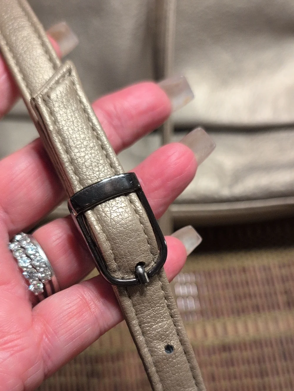 Vintage Hillard & Hanson Leather Crossbody Bag Subtle Gold Metallic
